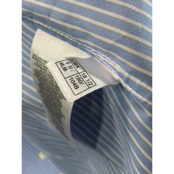 BROOKS BROTHERS Men's Blue Striped Regent-Fit Button-Up Dress Shirt SZ 16.5/32 - Picture 11 of 11